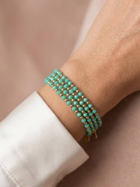 Grossista I.L JOLI B - Bracciale elastico con cristallo colorato in acciaio inossidabile