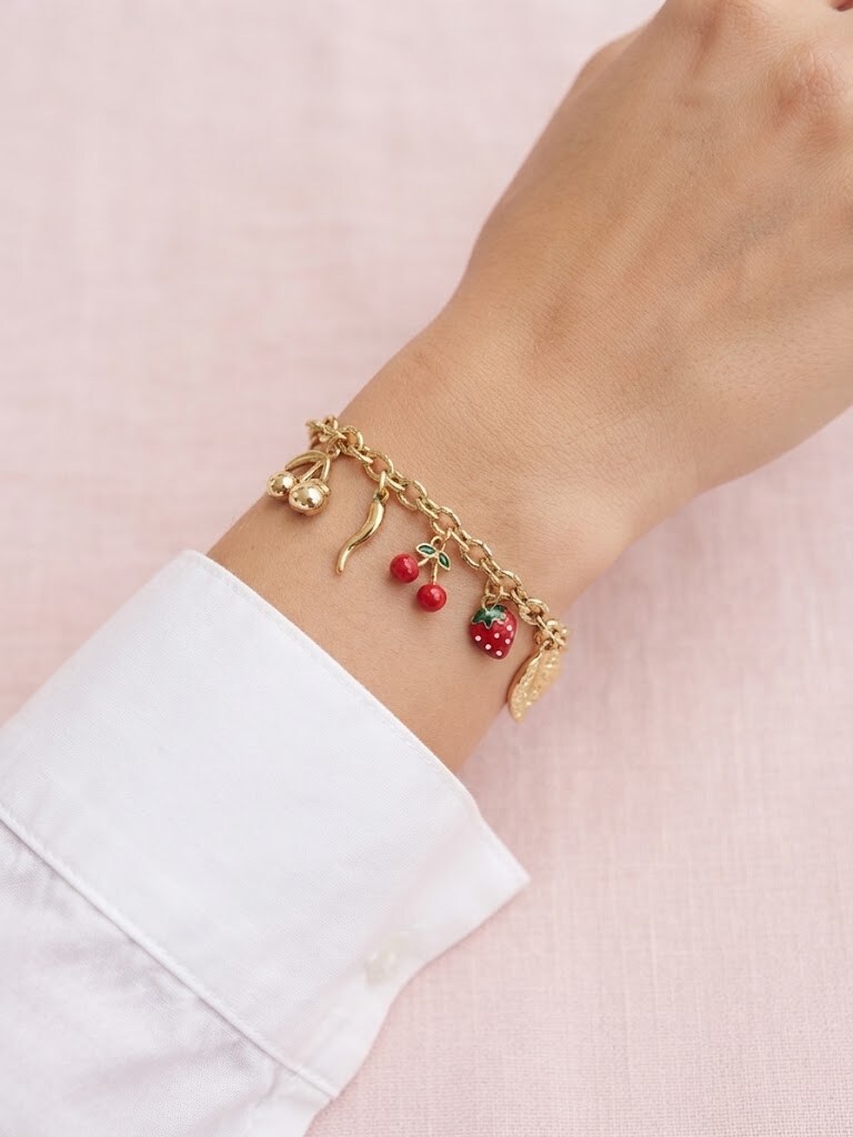 Grossiste I.L JOLI B - Bracelet breloque cerise fraise en acier inoxydable