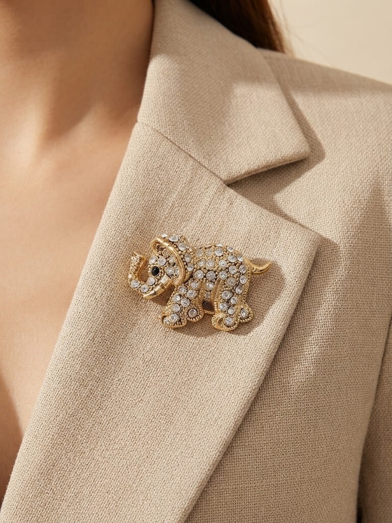Grossiste I.L JOLI B - Broche magnétique éléphant en metal fantaisie