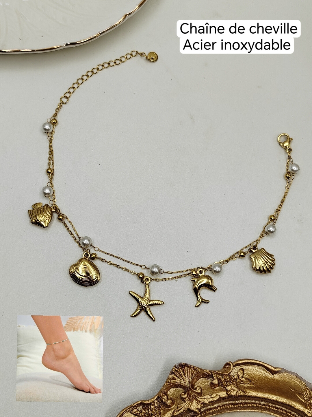 Wholesaler I.L JOLI B - Ankle bracelet with stainless steel starfish charm