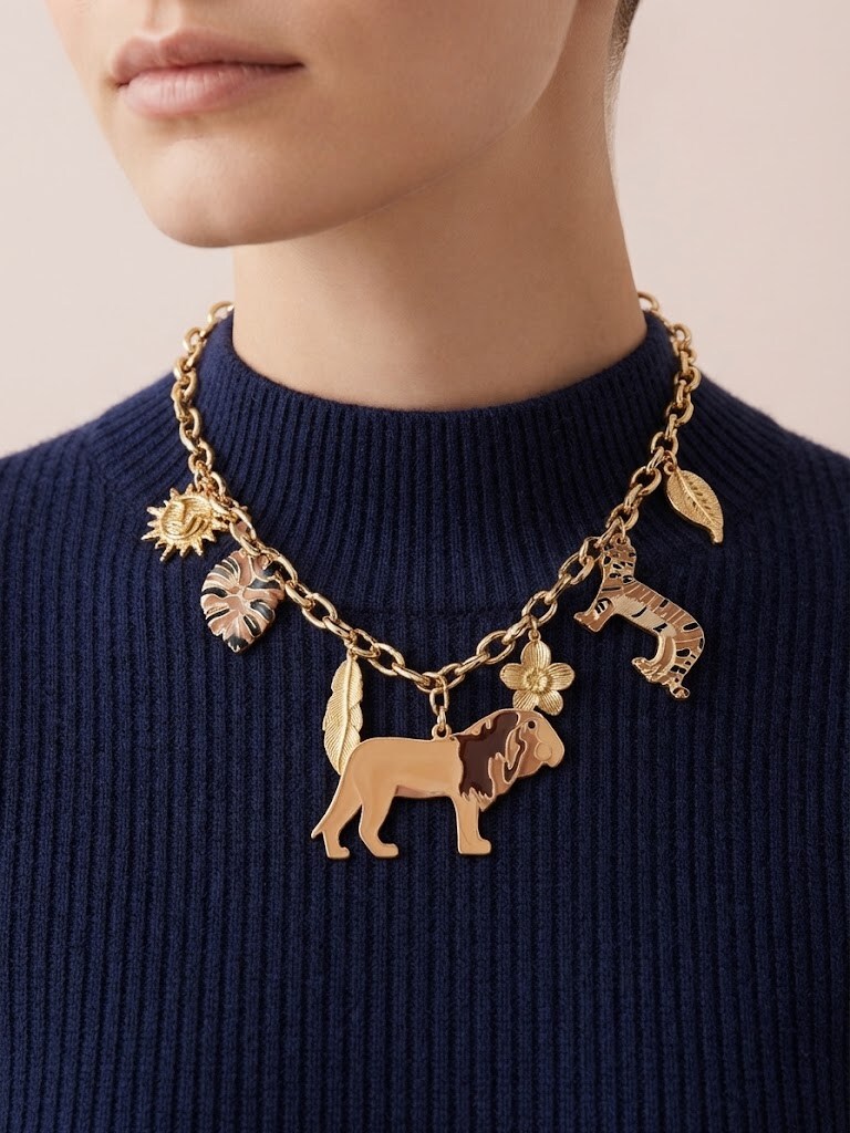 Mayorista I.L JOLI B - Collar con colgante de león de acero inoxidable