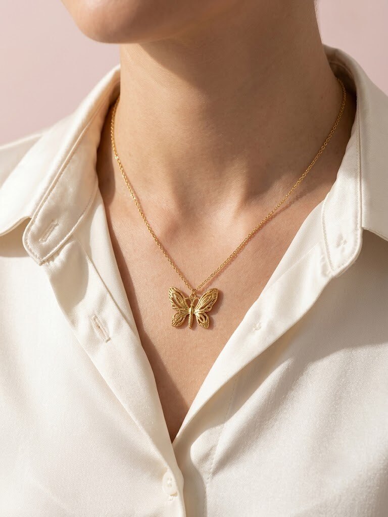 Wholesaler I.L JOLI B - Stainless steel butterfly pendant necklace