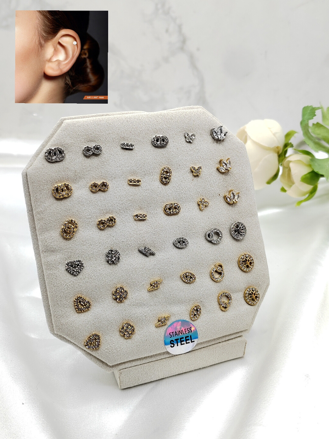 Großhändler I.L JOLI B - Helix-Piercing mit Strasssteinen aus Edelstahl