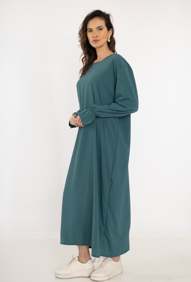 Grossiste I'Mod - Abaya long avec manches volants en soie de médine