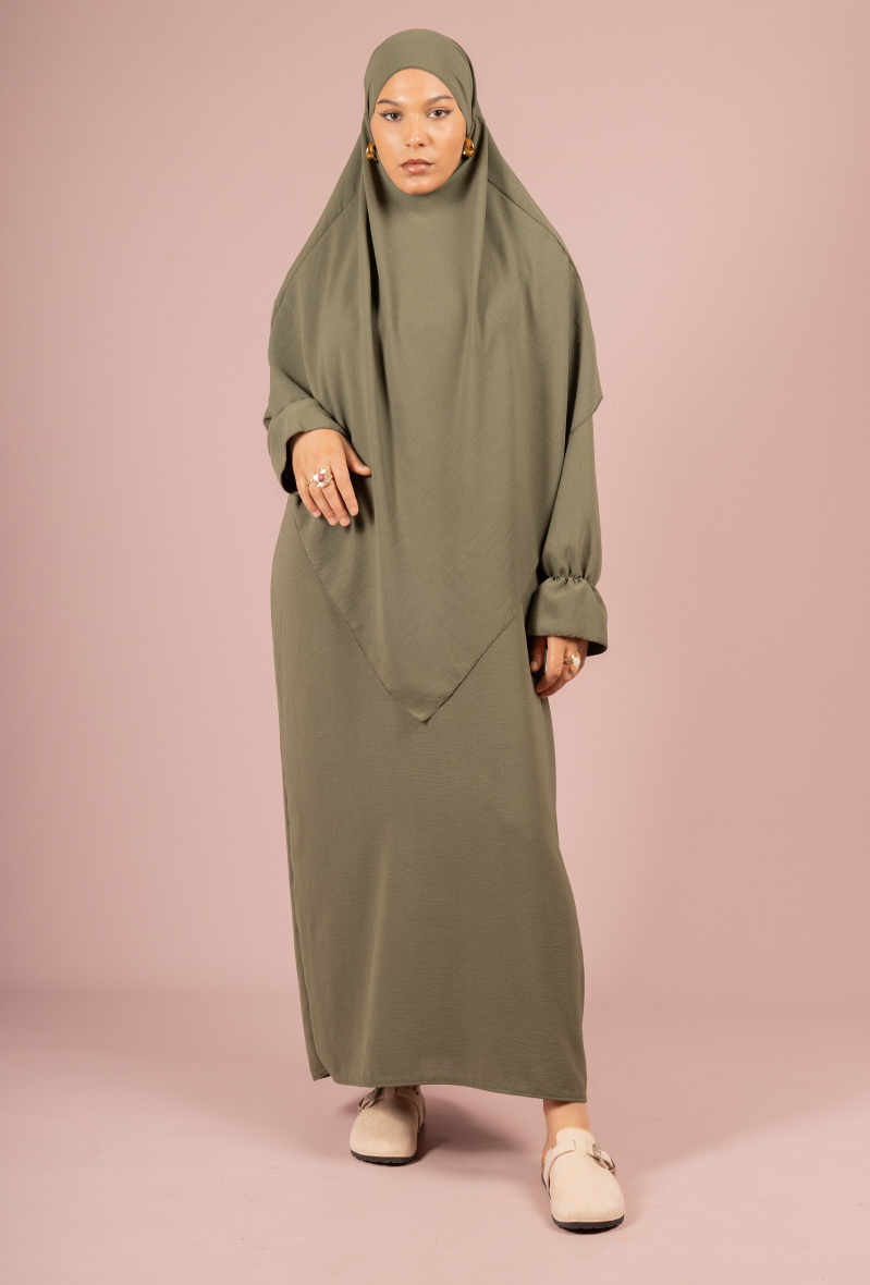 Grossiste I'Mod - Abaya 2 pieces avec khimar court en jazz