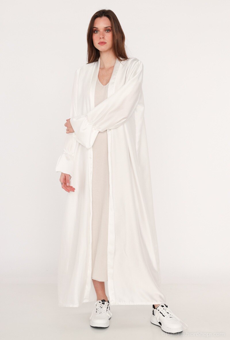 Grossiste I'Mod - Kimono long manches double à volants en satin