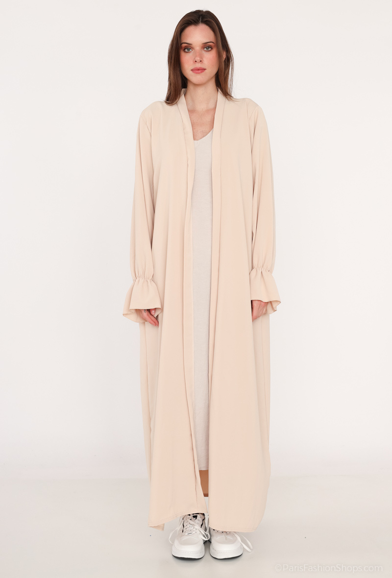 Grossiste I'Mod - Kimono long manches à volants en soie de médine