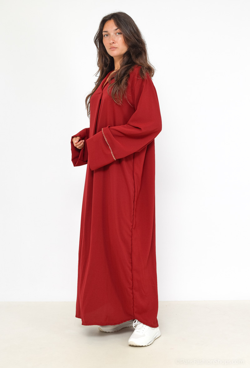 Grossiste I'Mod - Abaya long manches kimono en soie de médine
