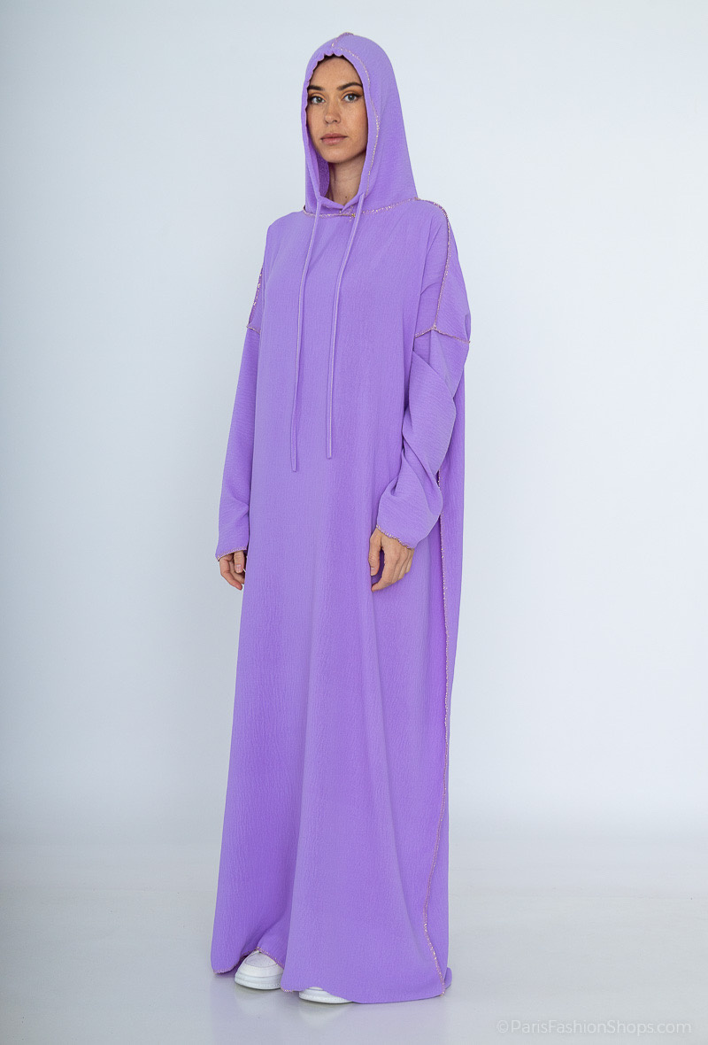 Grossiste I'Mod - Abaya capuche fil d'orée en jazz