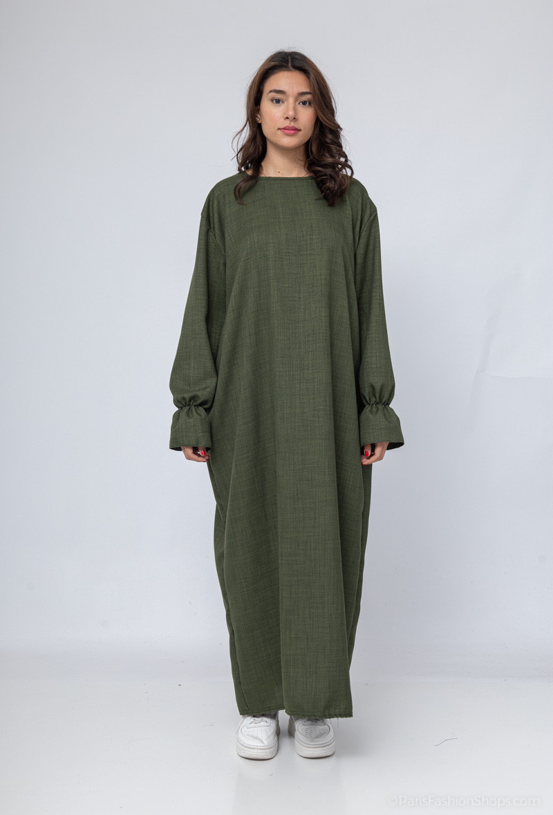 Grossiste I'Mod - Abaya manches volants effet lin