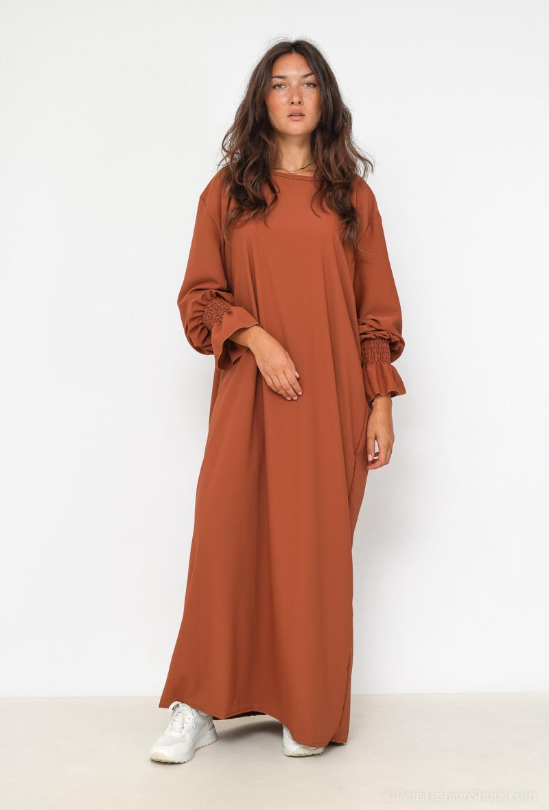 Grossiste I'Mod - Abaya manches large smokée volants en jazz