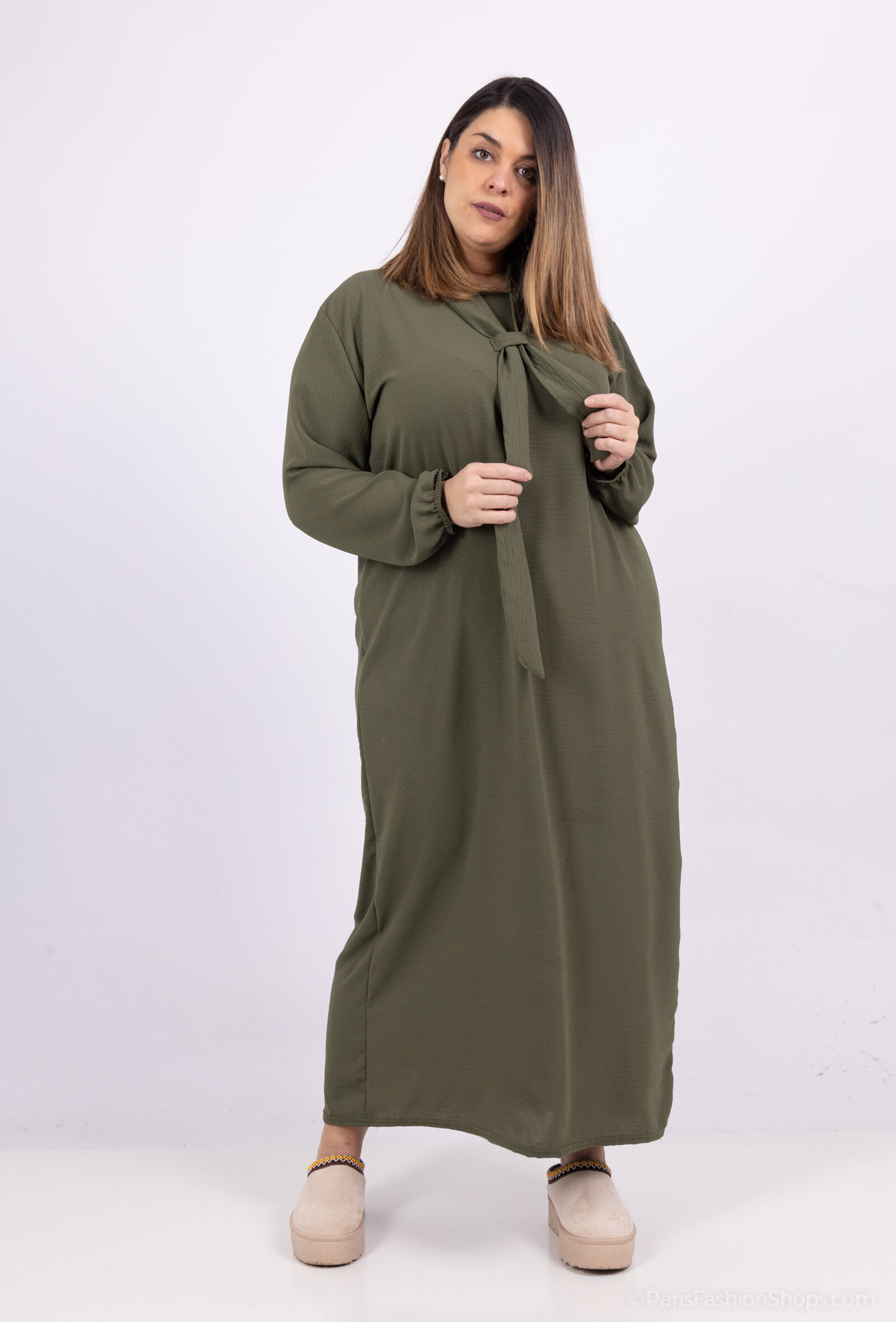 Wholesaler I'Mod - Abaya dress with tie collar in jazz