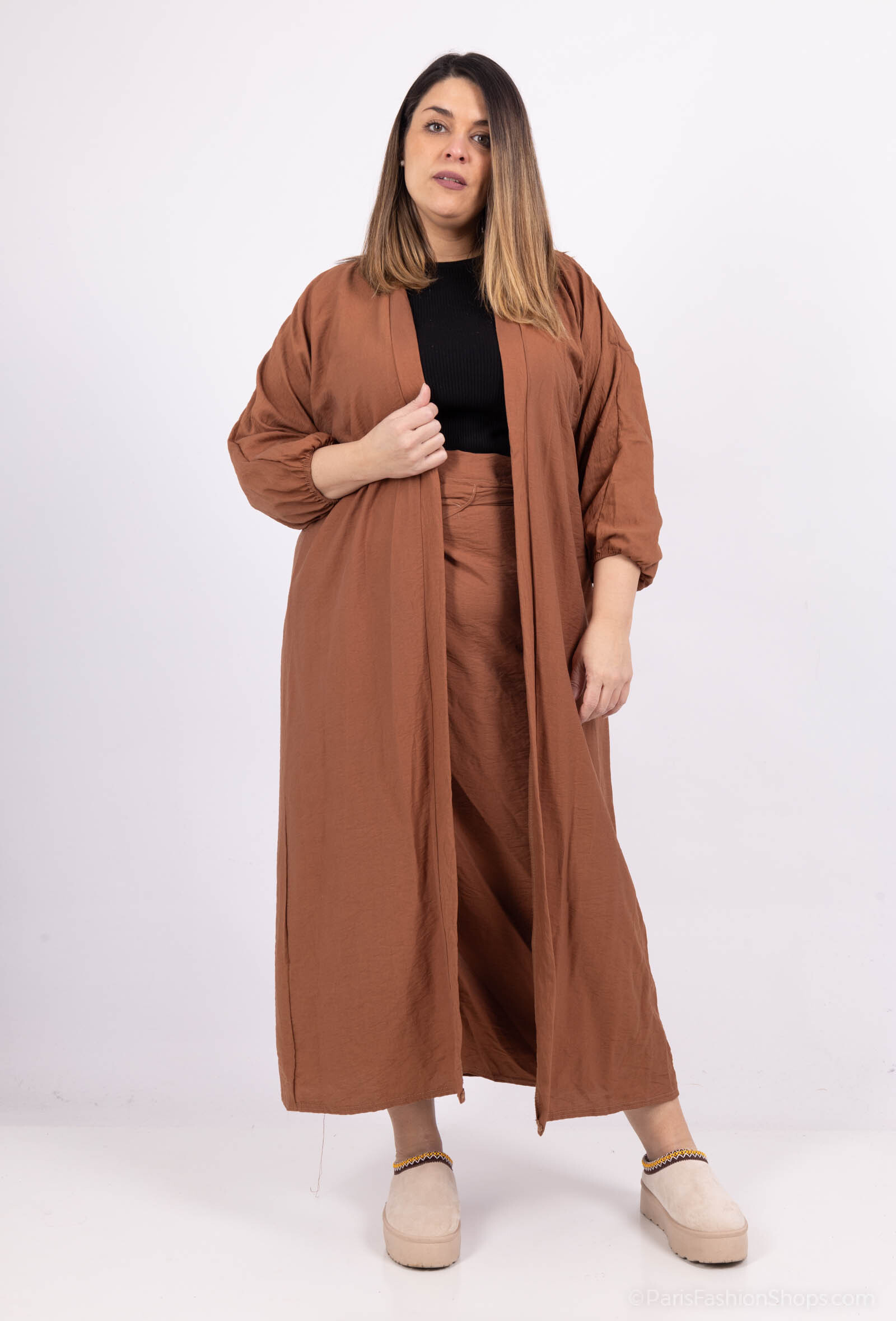Grossiste I'Mod - Ensemble 2 pièces kimono et tablier tissu chiné