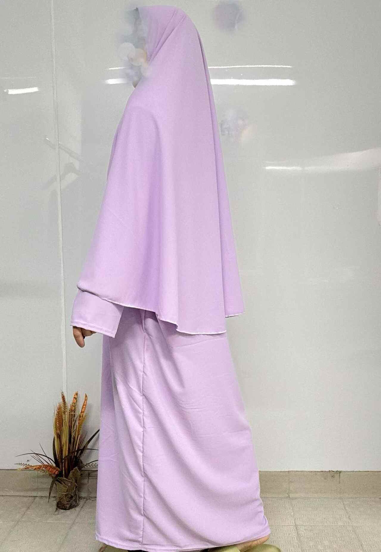 Grossiste I'Mod - Ensemble 2 pièces abaya et khima long en soie de medine