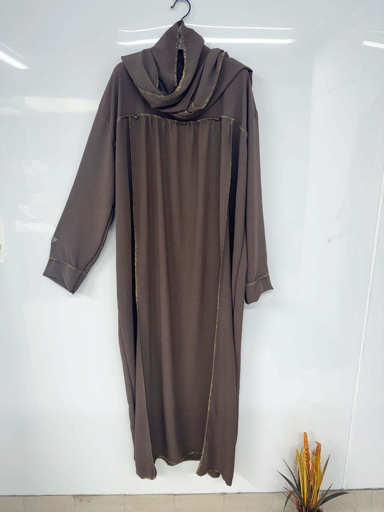 Grossiste I'Mod - Abaya voile intégré extra large doré en jazz