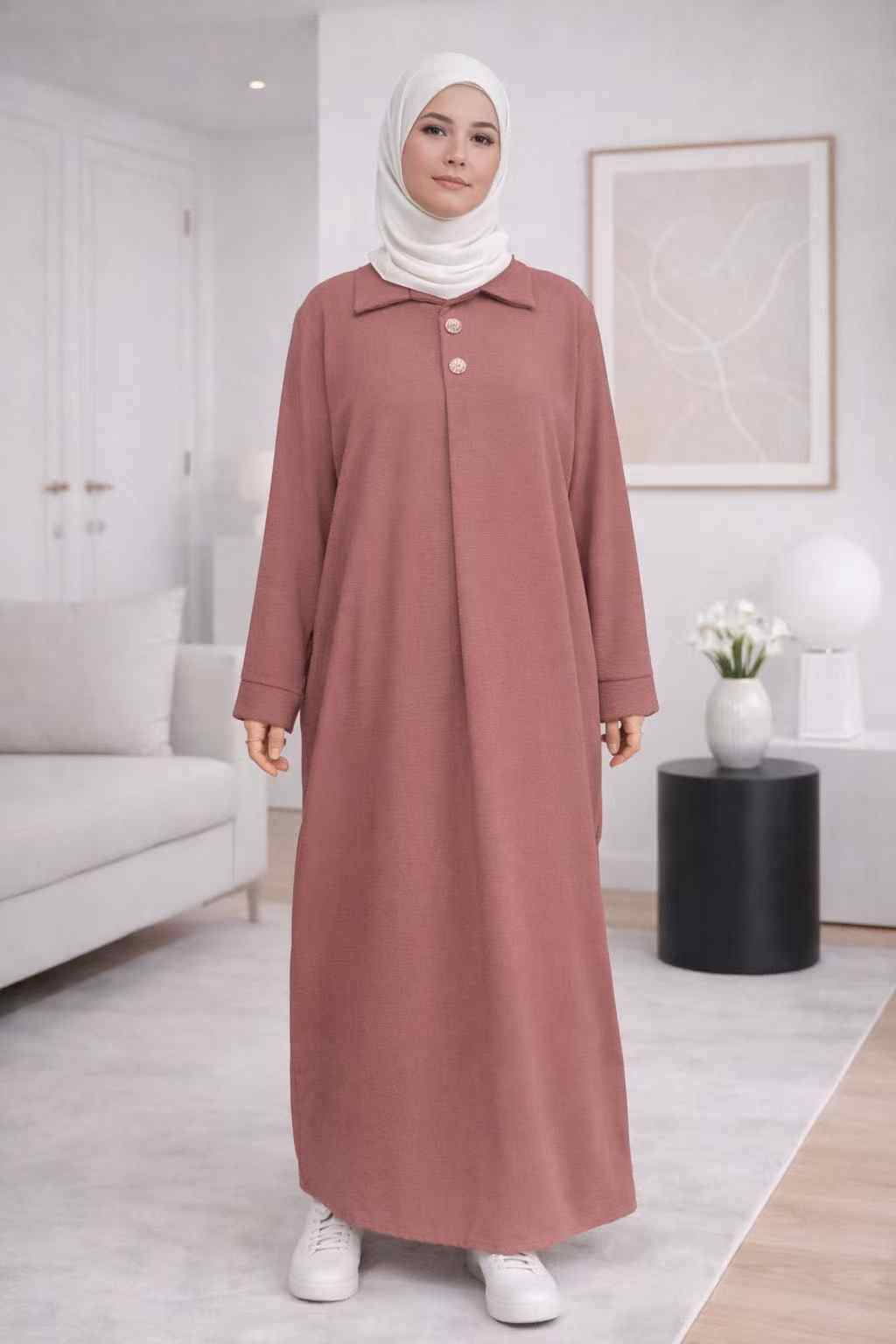 Grossiste I'Mod - Abaya robe chemise boutonnée en jazz
