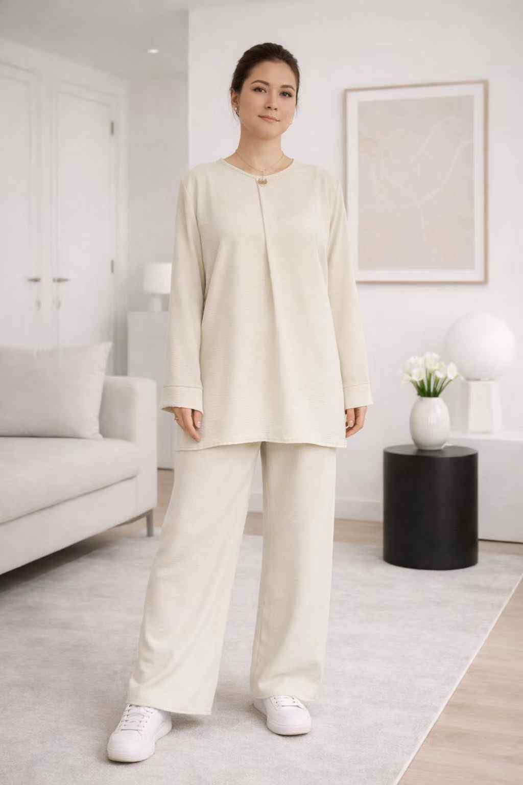 Grossiste I'Mod - Ensemble 2 pièces tunique boutonnée et pantalon en jazz