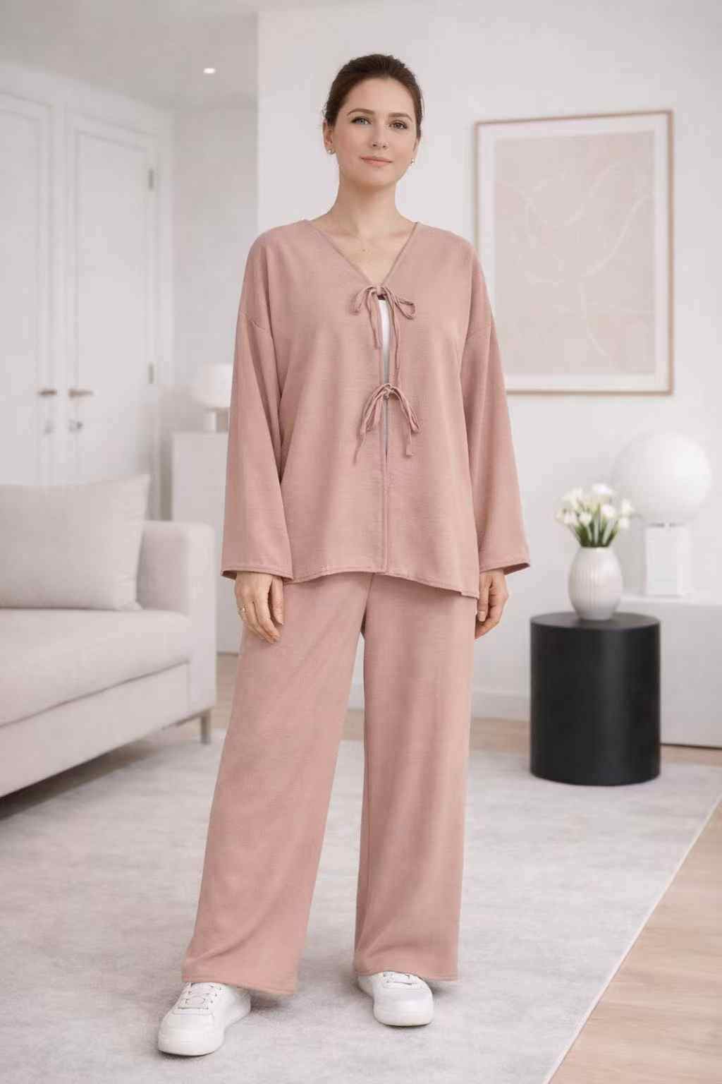 Grossiste I'Mod - Ensemble 2 pièces kimono à noeud et pantalon en jazz