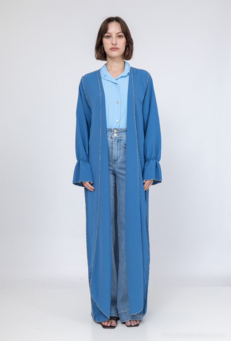 Grossiste I'Mod - Kimono long d'orée manches volants en jazz
