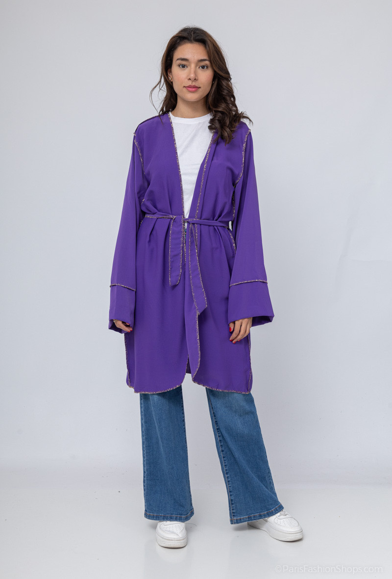 Grossiste I'Mod - Kimono mi long fil d'orée en soie de médine