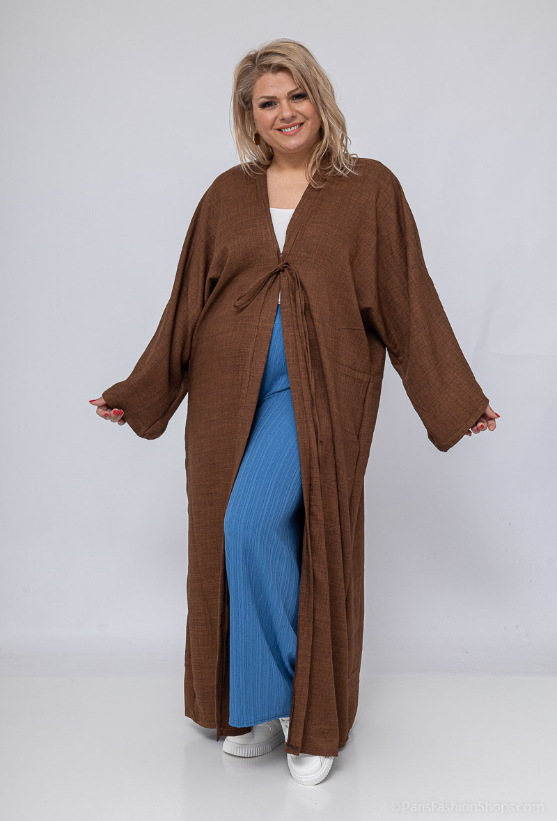 Wholesaler I'Mod - Long loose linen effect kimono