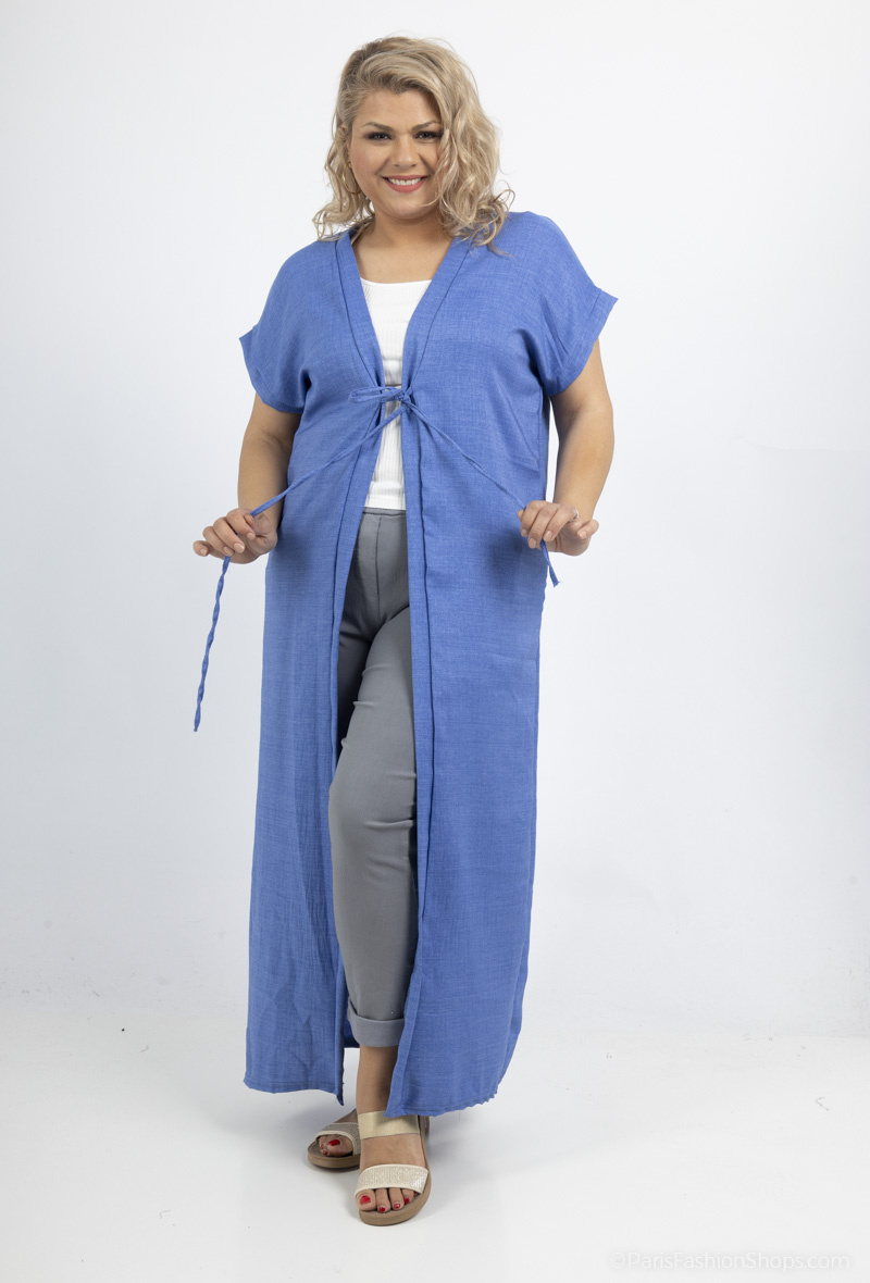 Wholesaler I'Mod - Linen effect long short sleeve kimono
