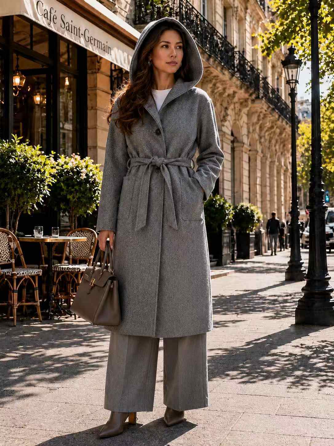 Großhändler I'Mod - Kapuzenjacke mit Taschen und Gürtel