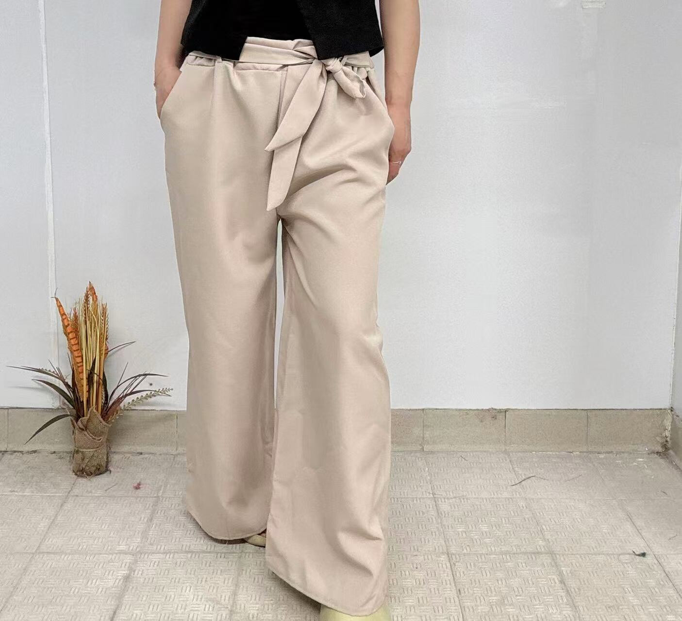 Grossiste I'Mod - Pantalon large avec poches ceinturé en BI STRETCH
