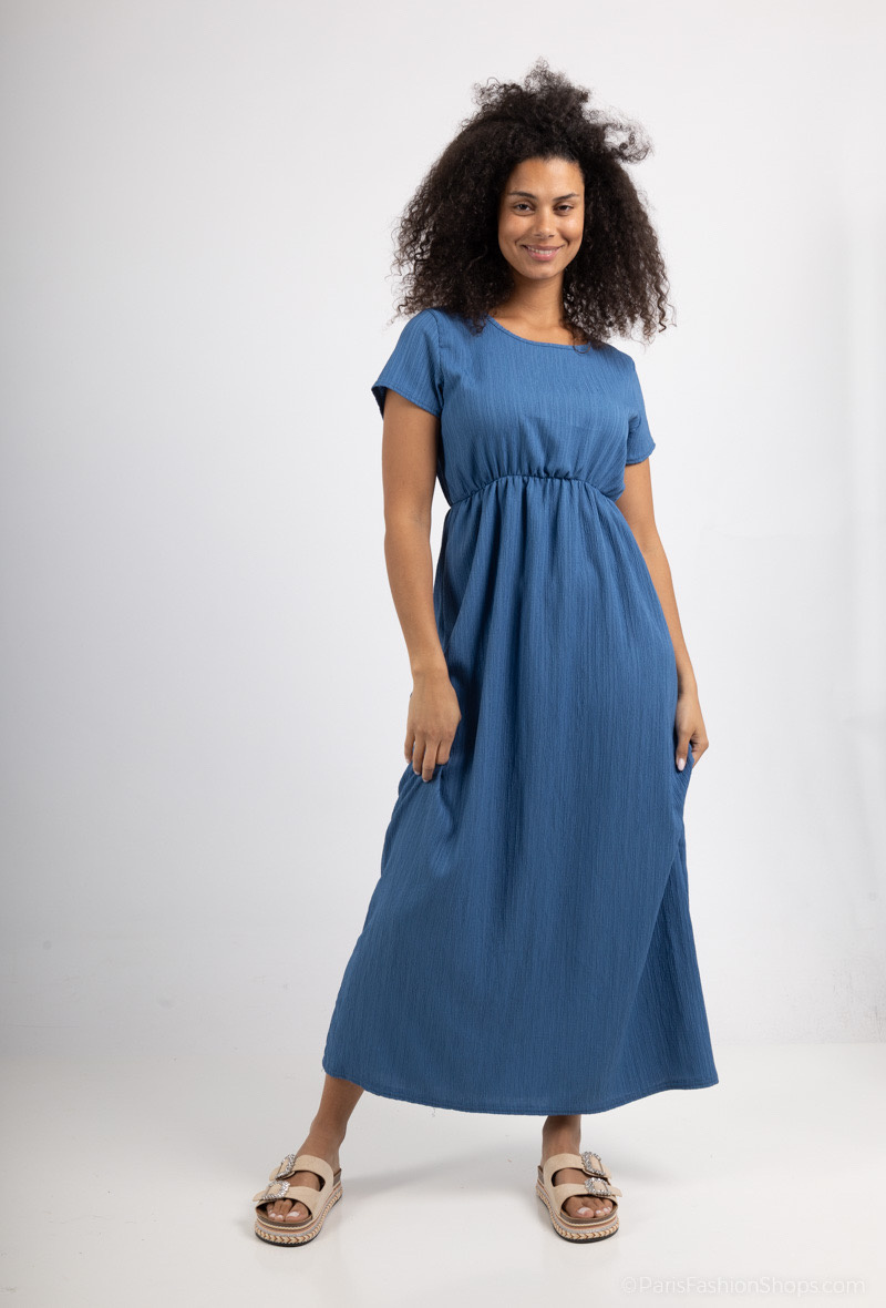 Wholesaler I'Mod - Long striped pleated fabric t-shirt dress