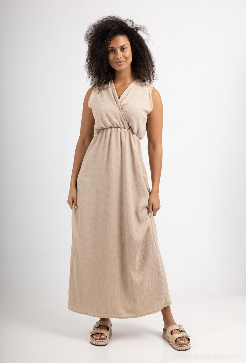 Wholesaler I'Mod - Long wrap dress in pleated striped fabric