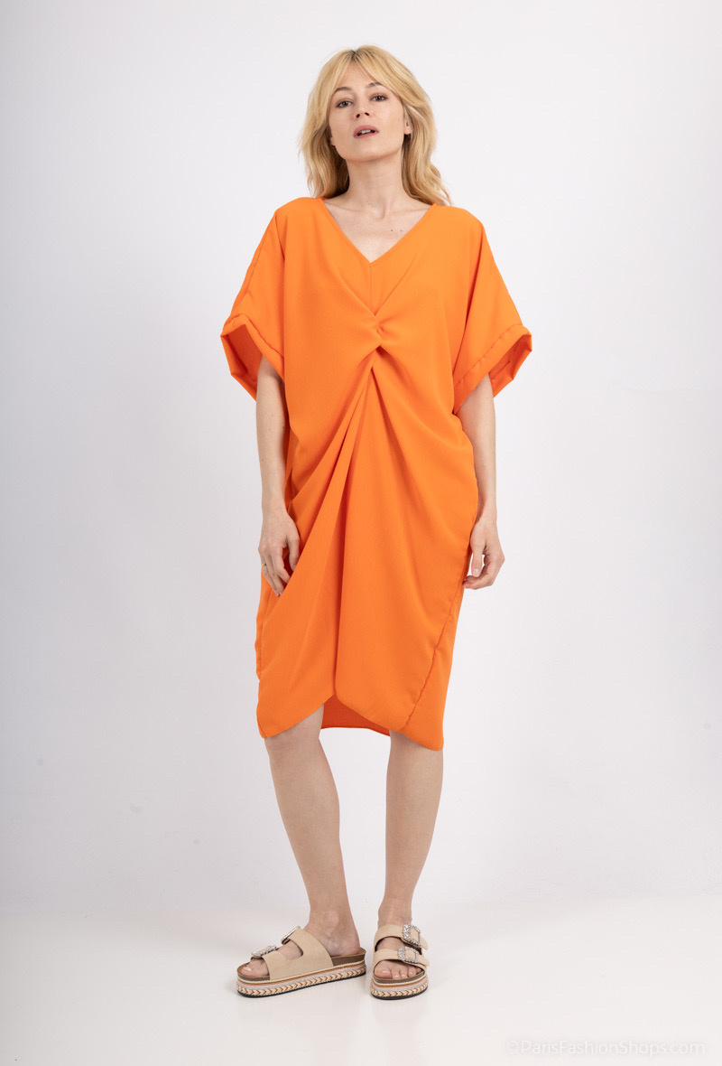 Wholesaler I'Mod - Loose short dress with jazz bow