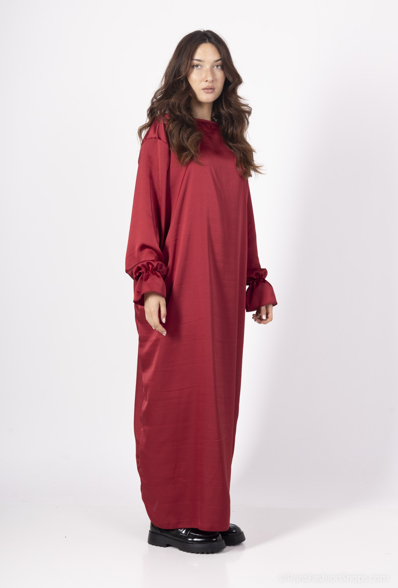 Wholesaler I'Mod - Long satin ruffled sleeve dress