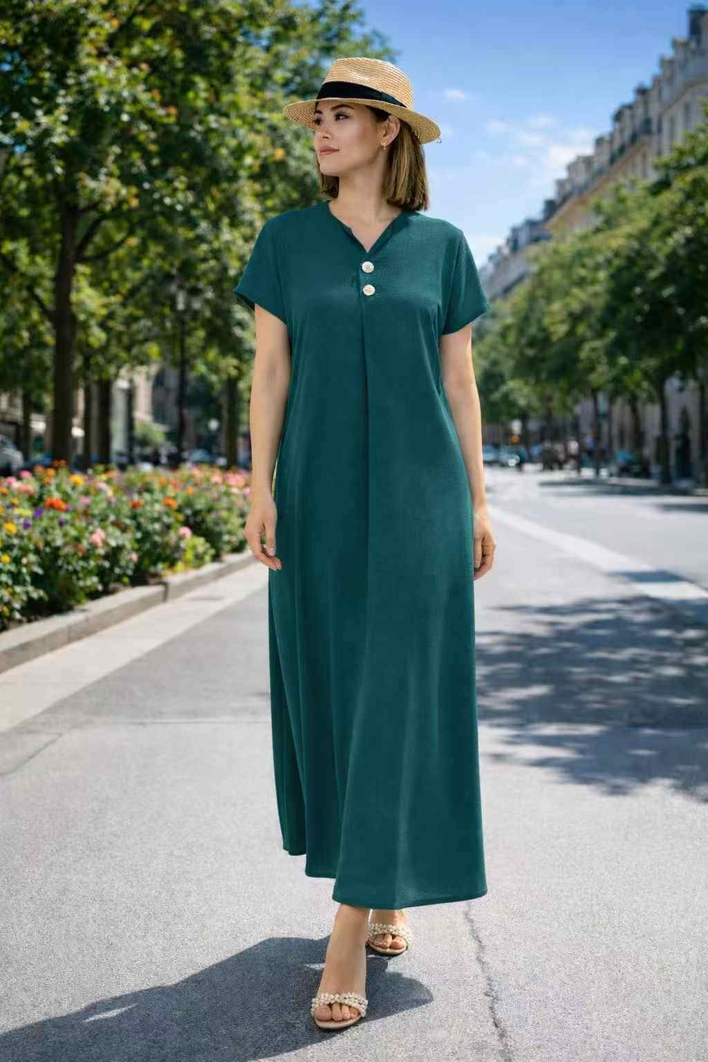 Grossiste I'Mod - Robe longue à boutonnée en jazz