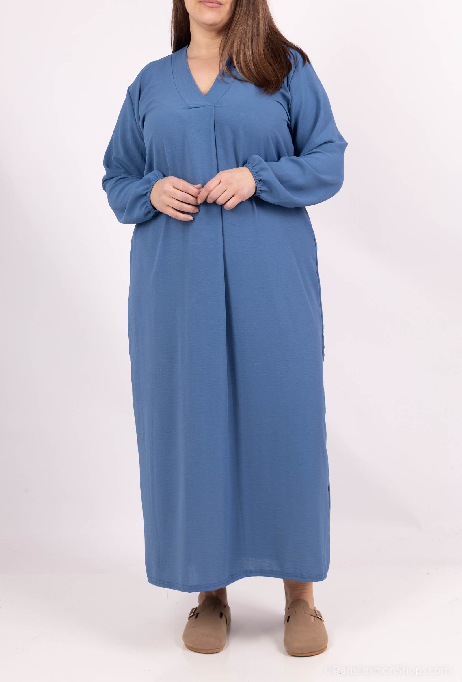 Wholesaler I'Mod - Long V -neck dress in jazz