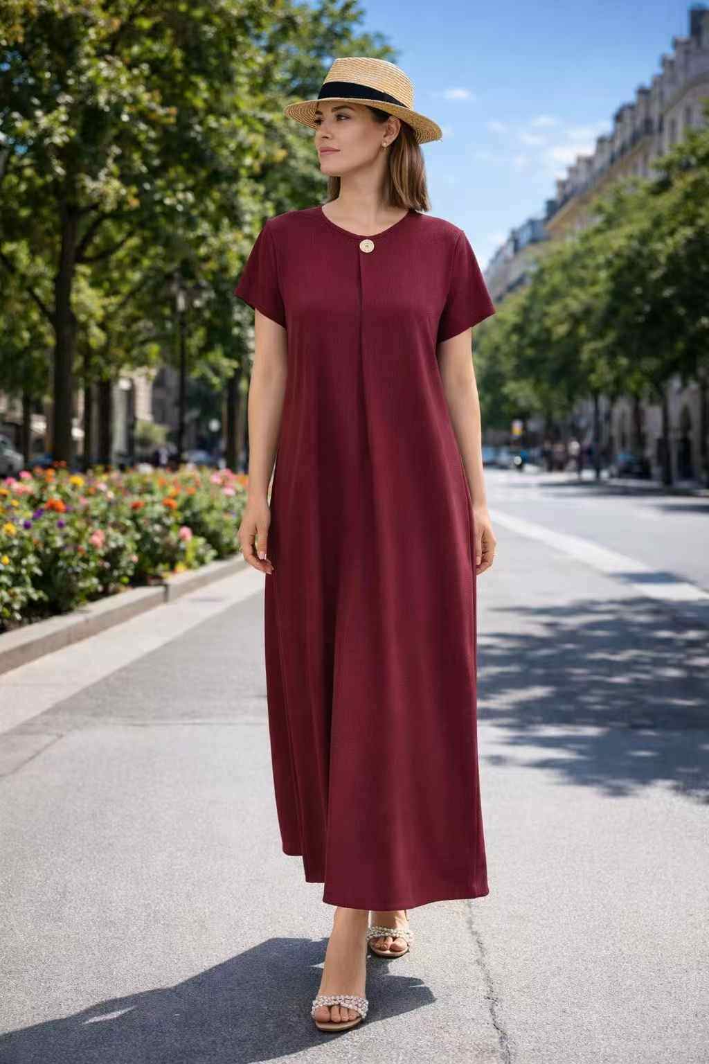 Grossiste I'Mod - Robe longue manche courte en jazz