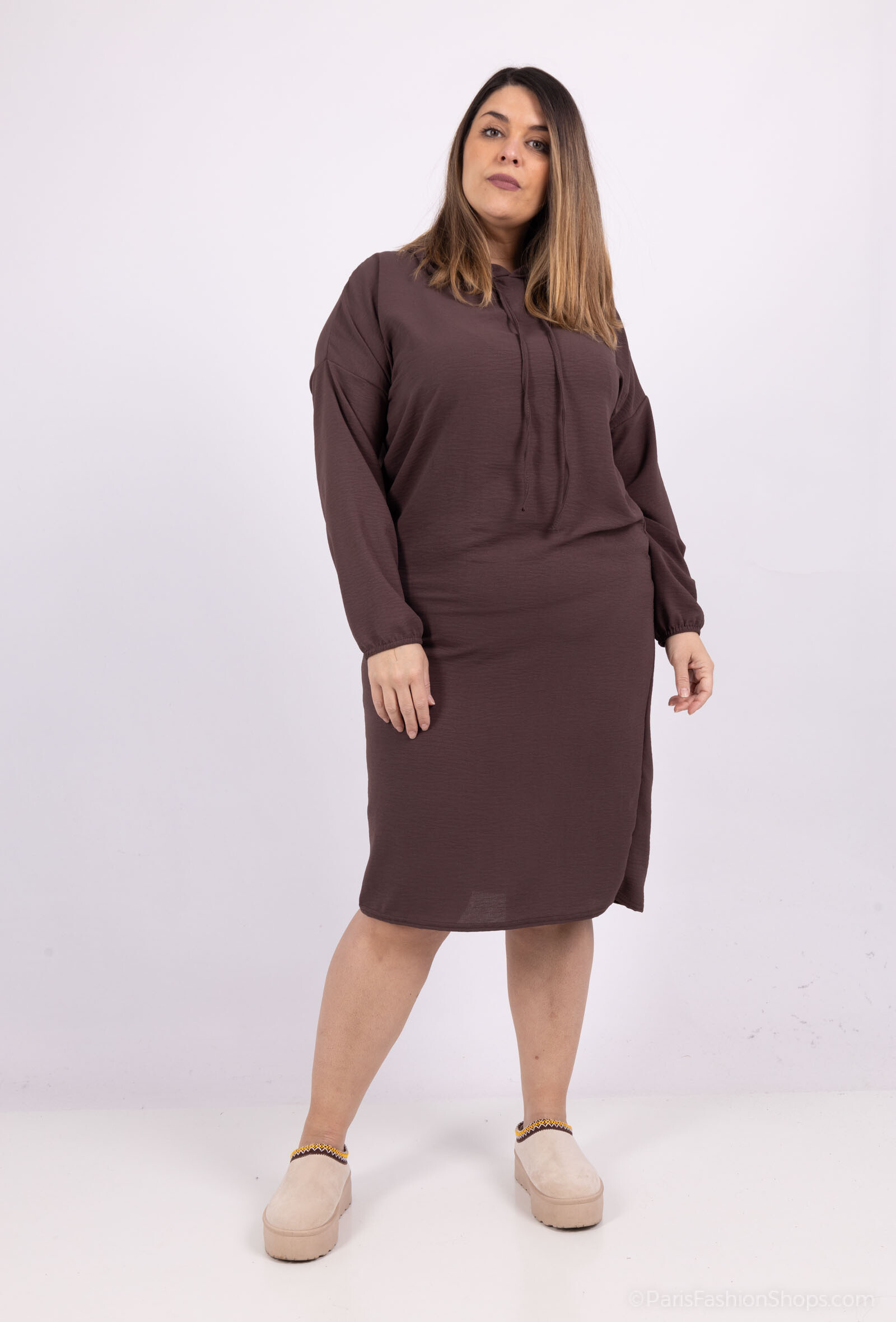 Wholesaler I'Mod - Mid-length hooded dress in jazz
