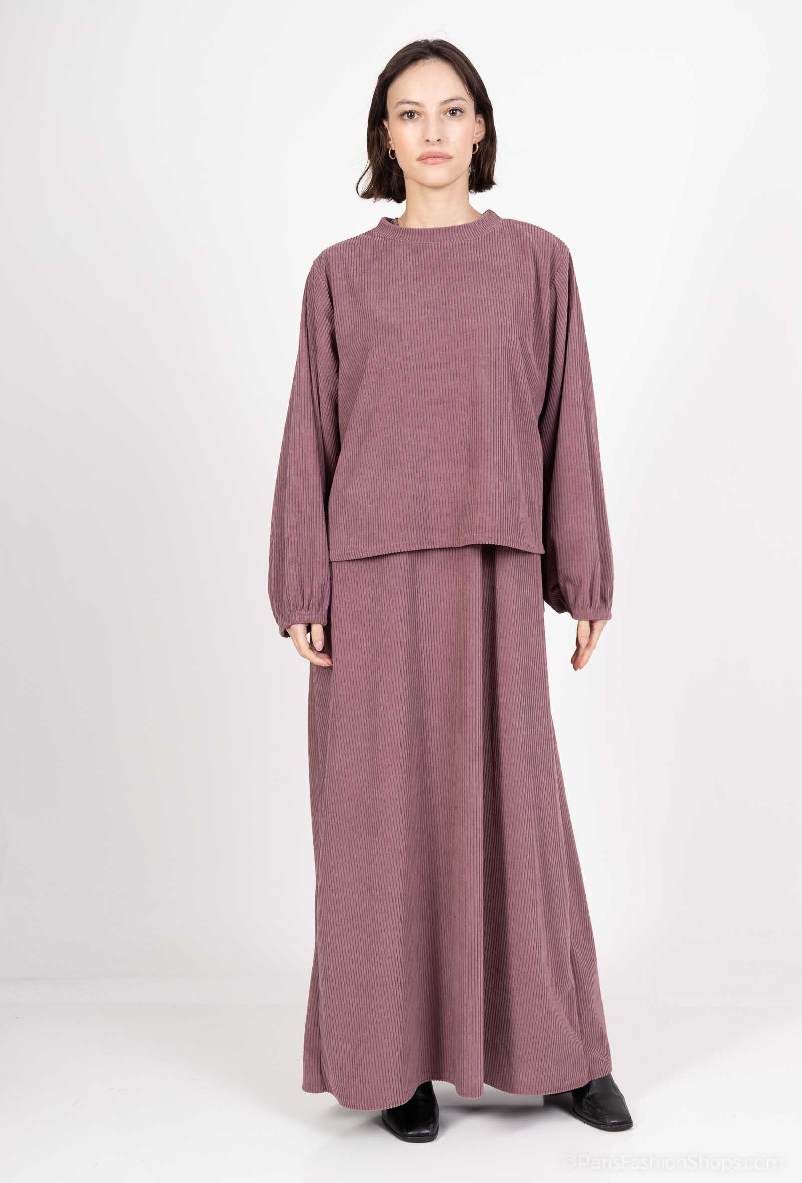 Grossiste IDEAL OUTFIT - Ensemble côtelé, top et robe longue