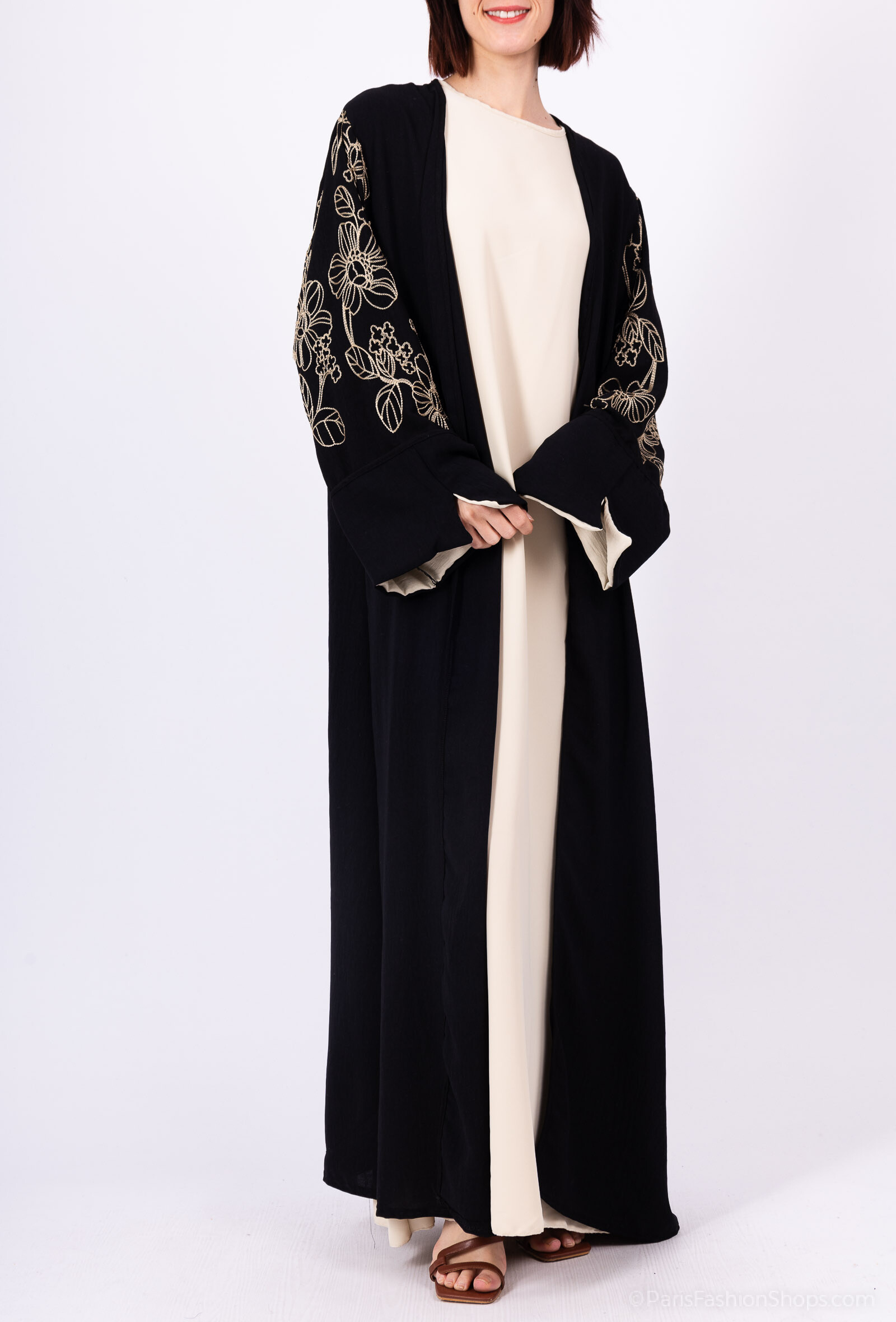 Grossiste IDEAL OUTFIT - Ensemble 2pcs kimono broderies florales abaya ref:en2511jazz