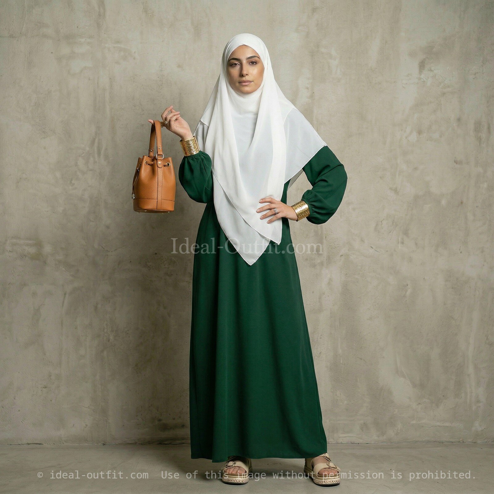 Wholesaler IDEAL OUTFIT - Medina silk abaya dress with balloon sleeves