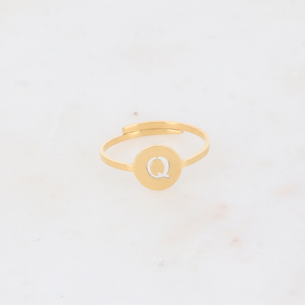 Mayorista Ikita Paris - Anillo dorado con letra alfabética Q