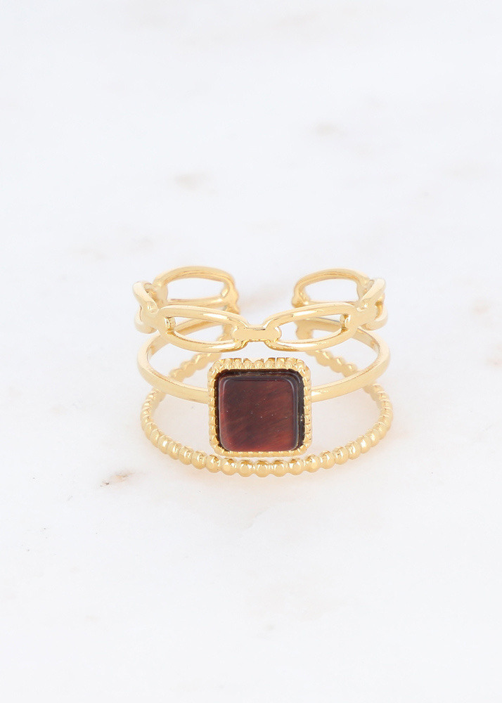 Bague élastique Fleur En émail Et Verre – Ikita Paris – Style Or Jaune Et Blanc