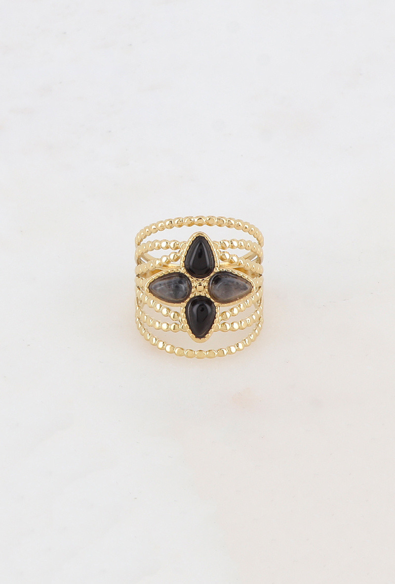 Wholesaler Ikita Paris - Multi-row week-style ring with 4 natural stones forming a North Star