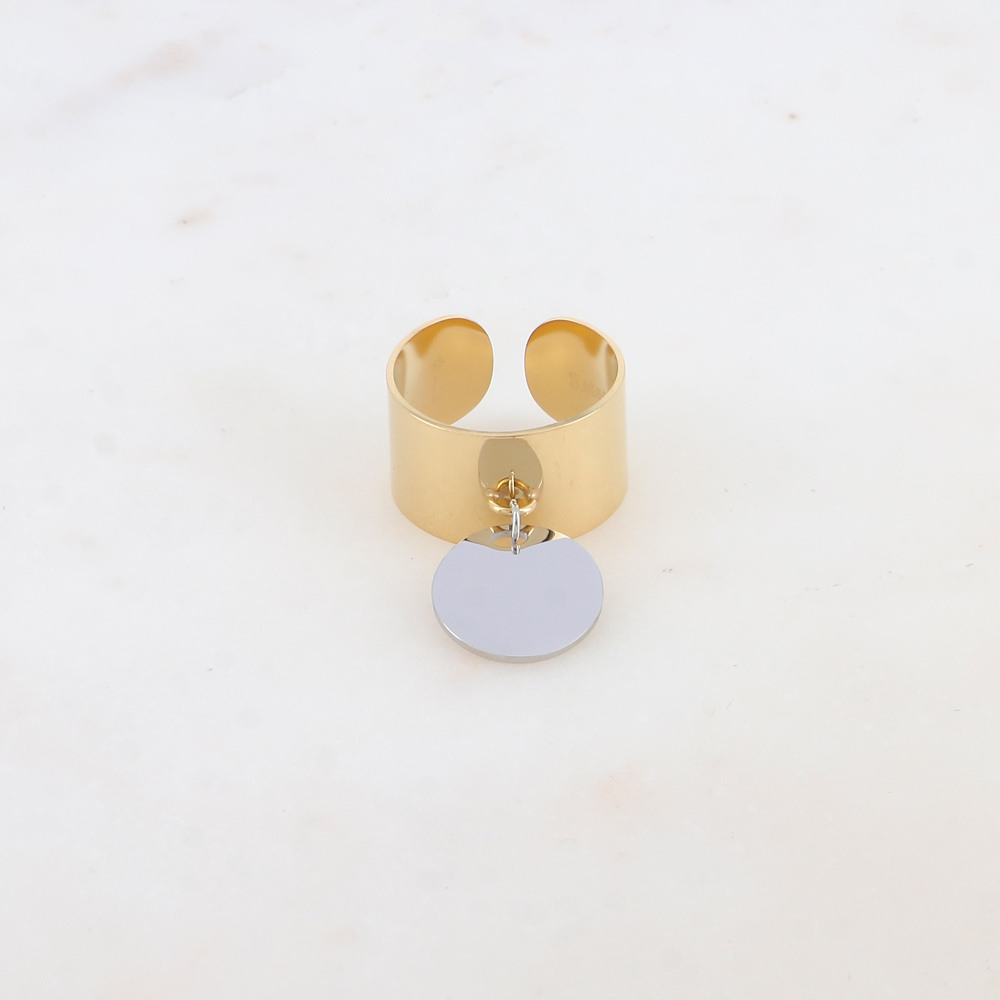 Wholesaler Ikita Paris - Smooth two-tone ring with round pendant