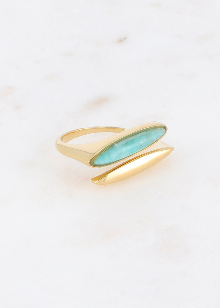 Mayorista Ikita Paris - Anillo fino de doble fila, piedra natural o nácar