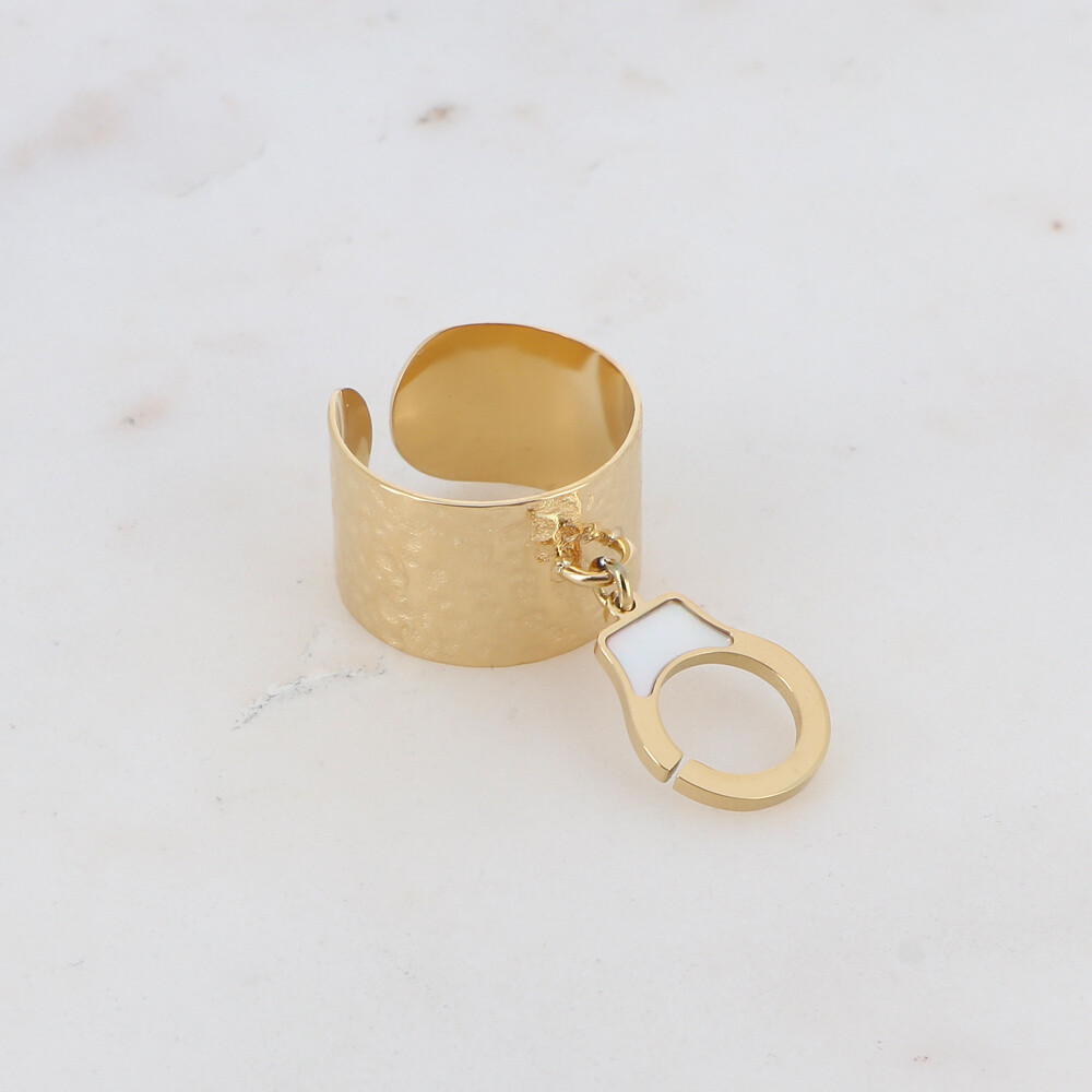 Grossiste Ikita Paris - Bague avec menotte et nacre