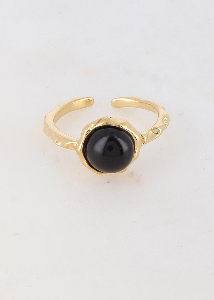 Wholesaler Ikita Paris - Fine ring with round piece set with a natural stone or white mother-of-pearl