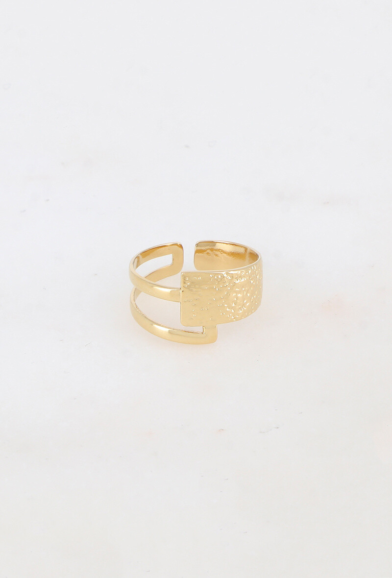 Grossiste Ikita Paris - Bague ajourée, effet lisse et martelé