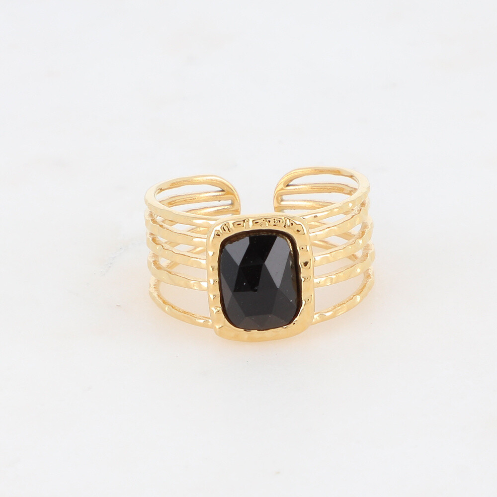 Grossista Ikita Paris - Anello a 5 row set con una pietra naturale quadrata