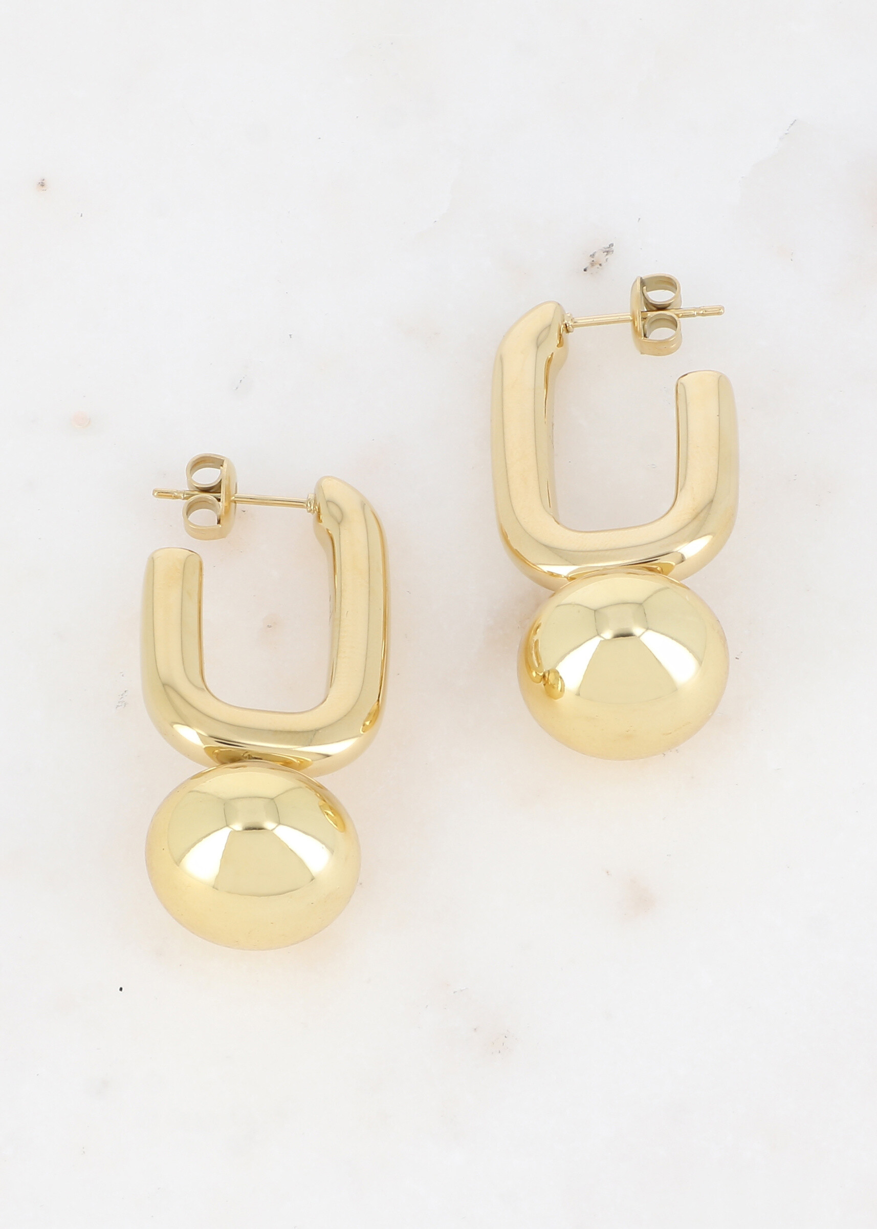 Wholesaler Ikita Paris - Creoles with a geometric flea with metal pearl