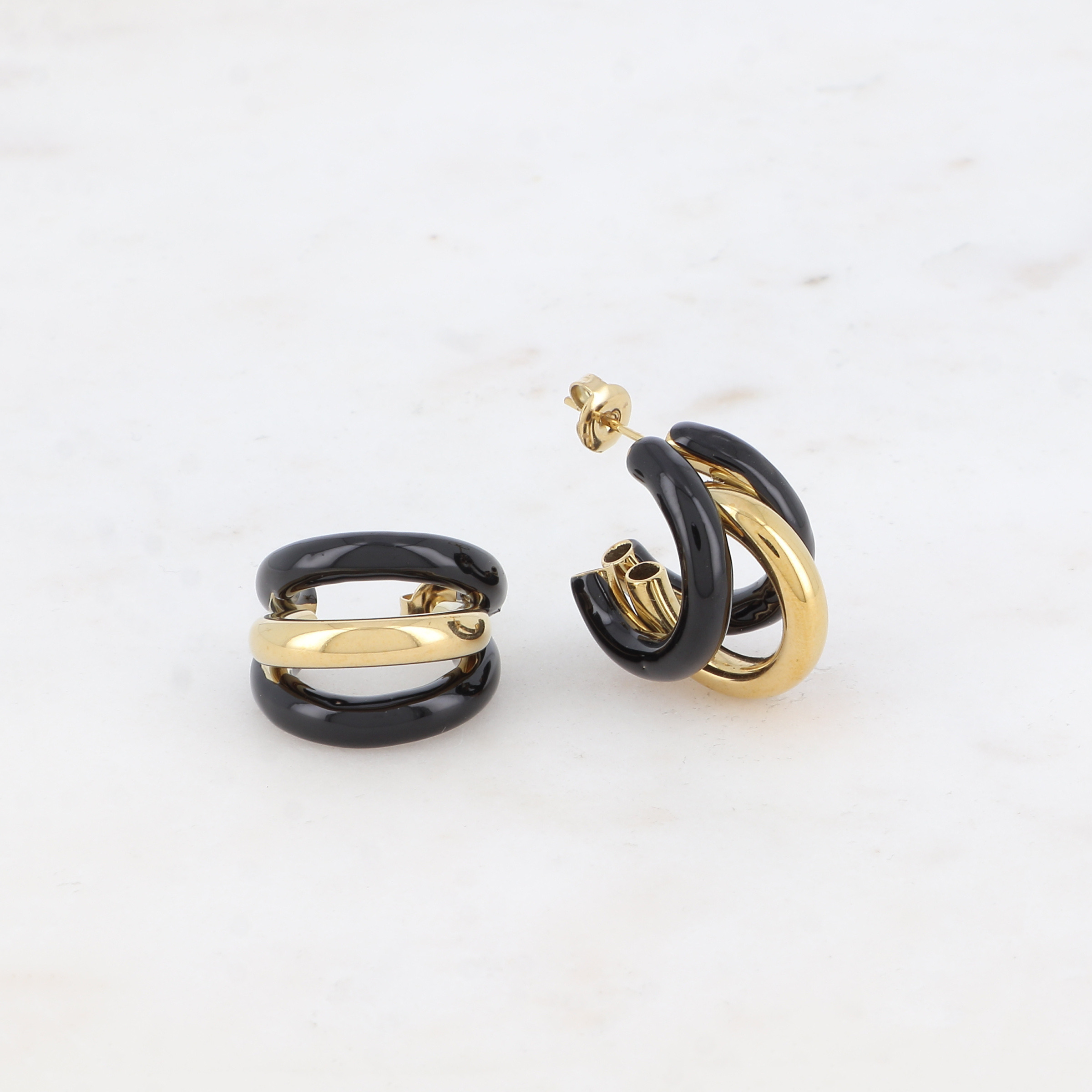Wholesaler Ikita Paris - Triple row enameled hoop earrings